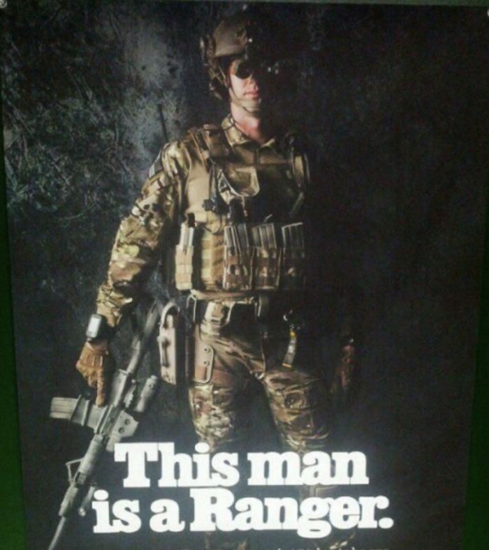 This man is a Ranger recruiting poster